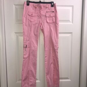 Pink Boot Cut Flare Pants with Belt Loops